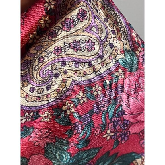 Kathryn Satin Floral Nightgown L Pink Paisley Vtg Boho Western Retro 80s - Picture 4 of 16